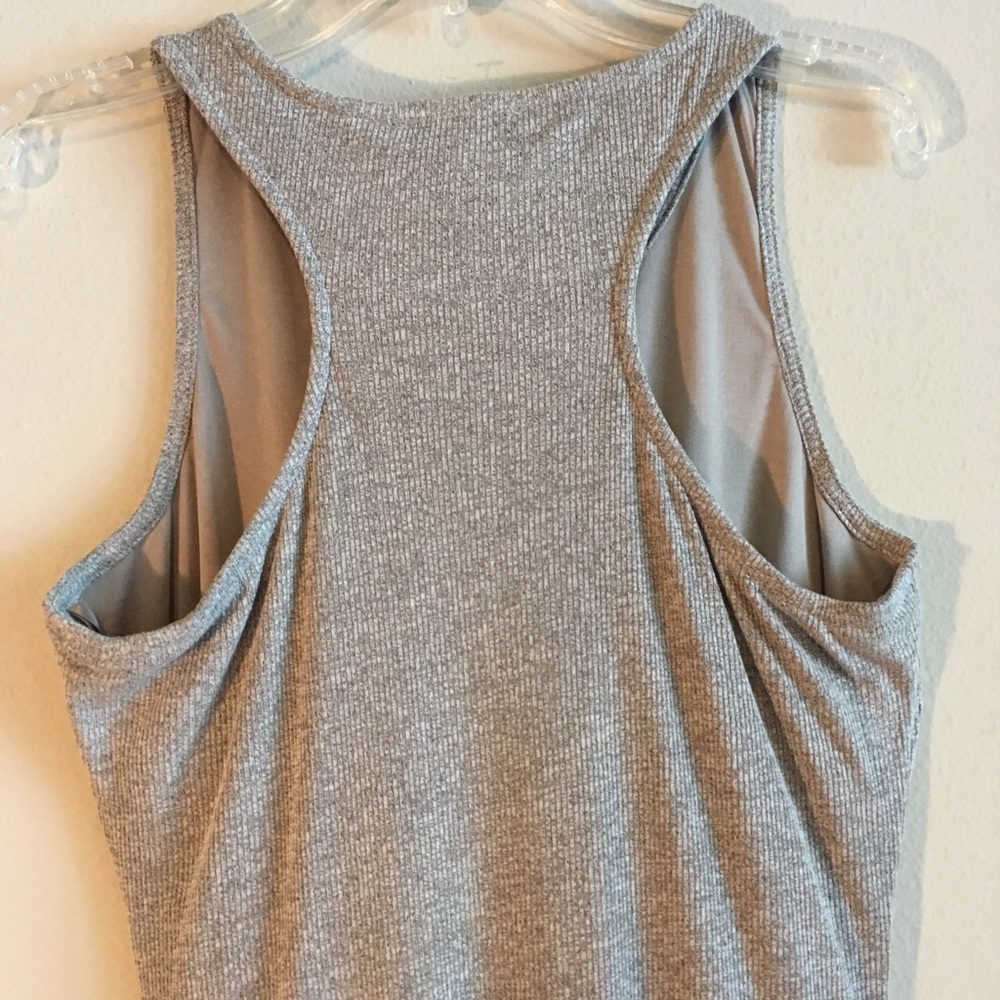 NWT Racerback Tank Dress Slip Stretch Ruching Gray - Picture 7 of 8